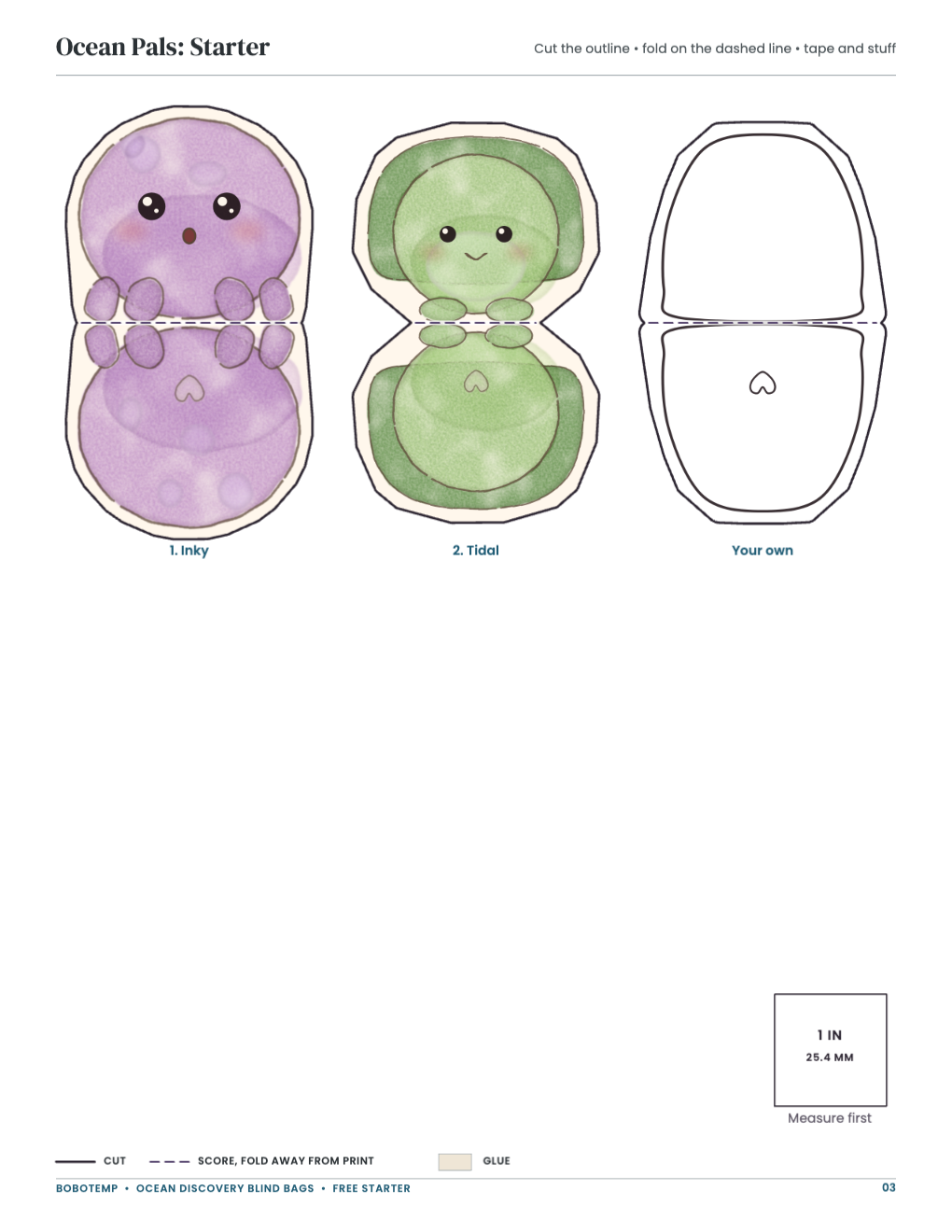 Ocean Pals: Starter: collectibles with cut and fold lines and a blank to design