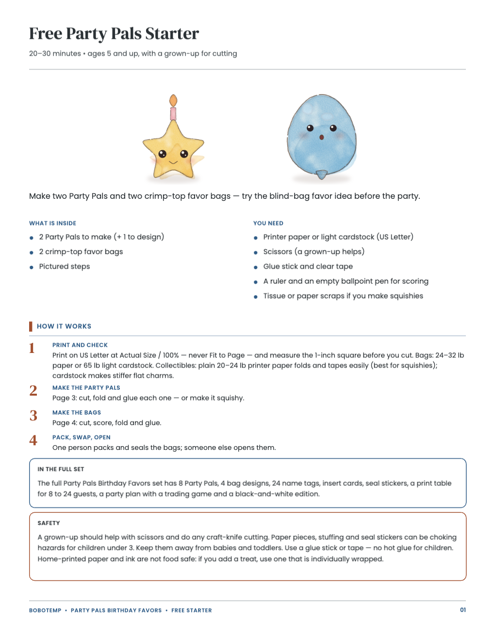 Free Party Pals Starter guide: what is inside, the steps and safety notes