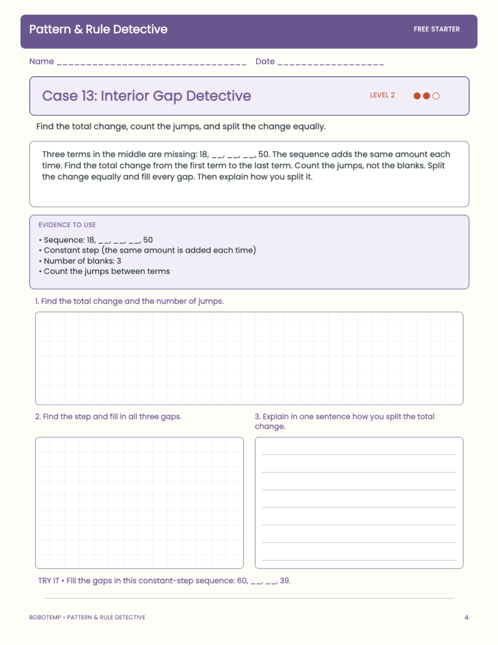 Pattern & Rule Detective free activity page 3
