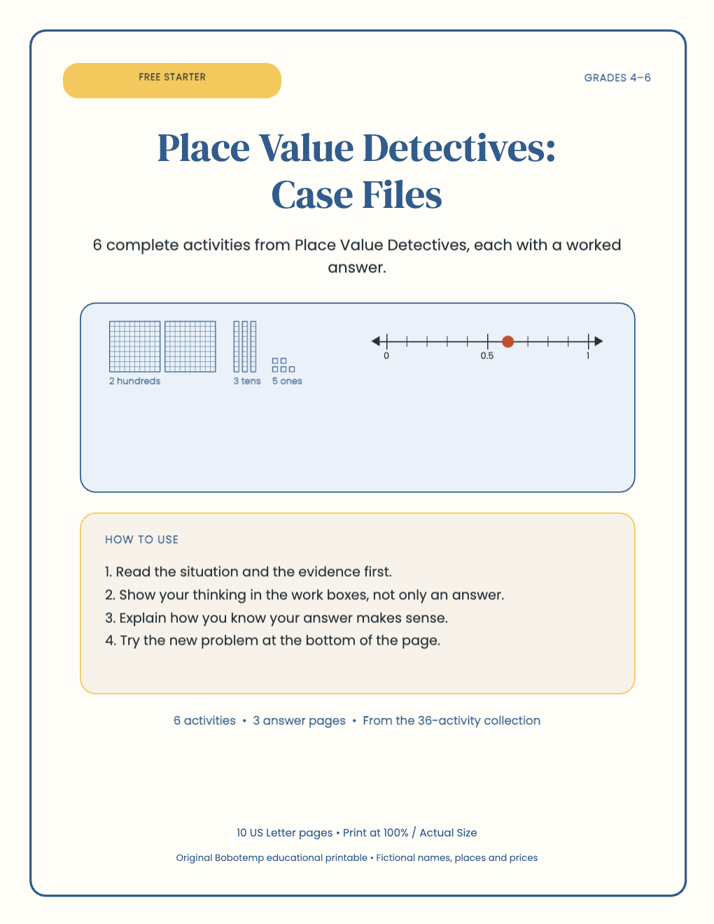 Place Value Detectives free starter cover