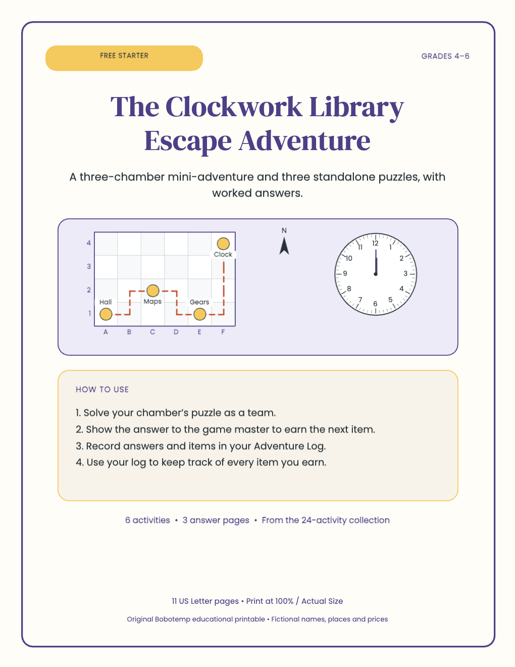 Clockwork Library Escape Adventure free starter cover