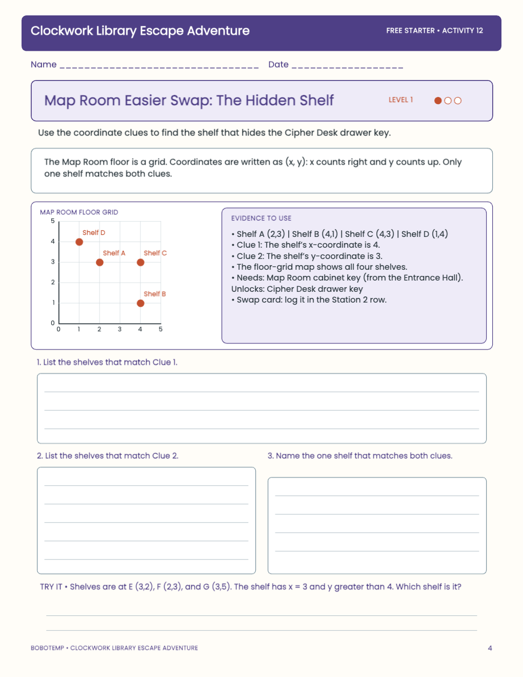 Clockwork Library Escape Adventure free activity page 3