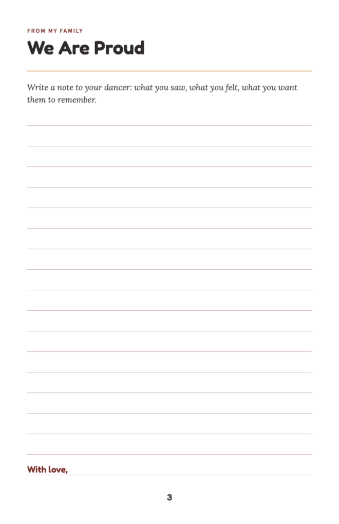 Family note page with writing lines