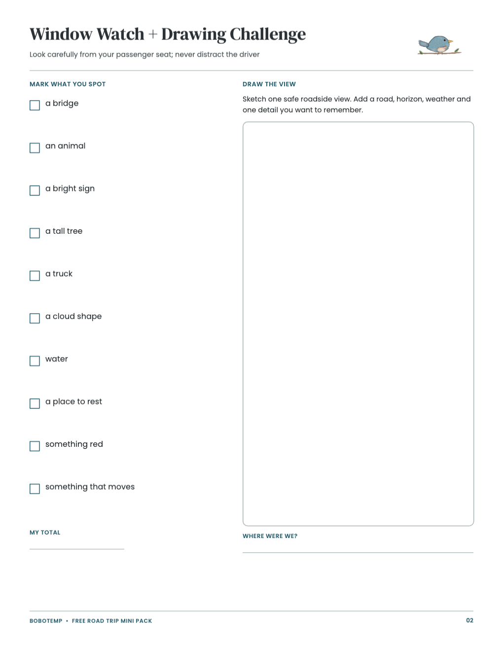 Window watch checklist beside a box to draw the view
