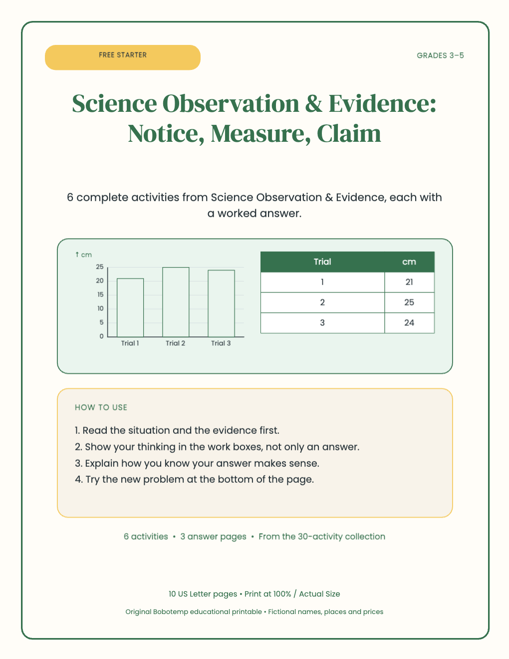 Science Observation & Evidence free starter cover