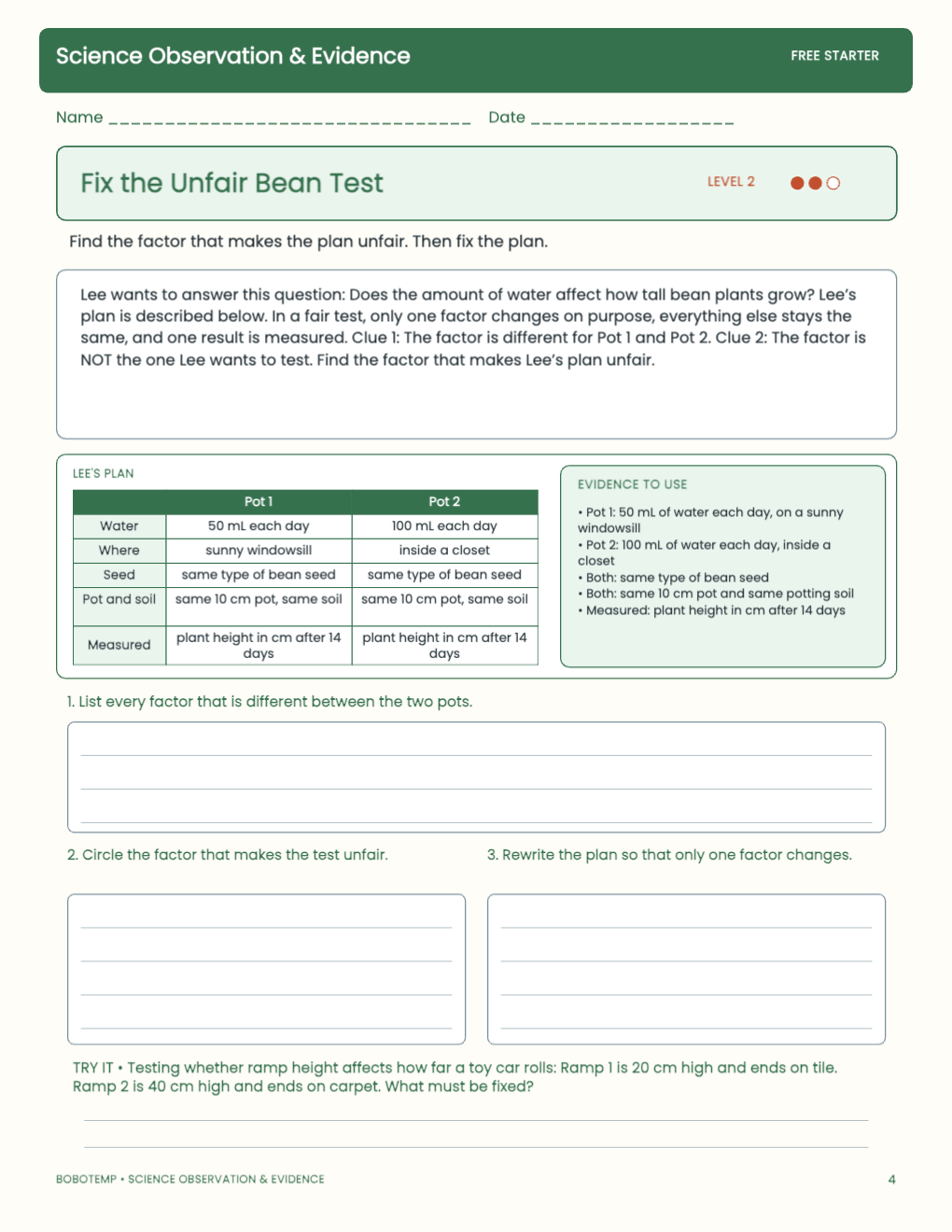 Science Observation & Evidence free activity page 3