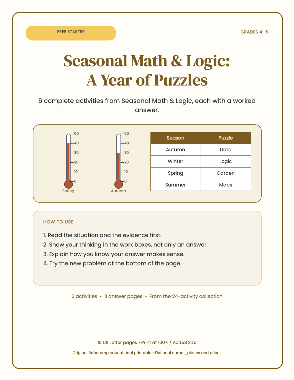 Seasonal Math & Logic free starter cover