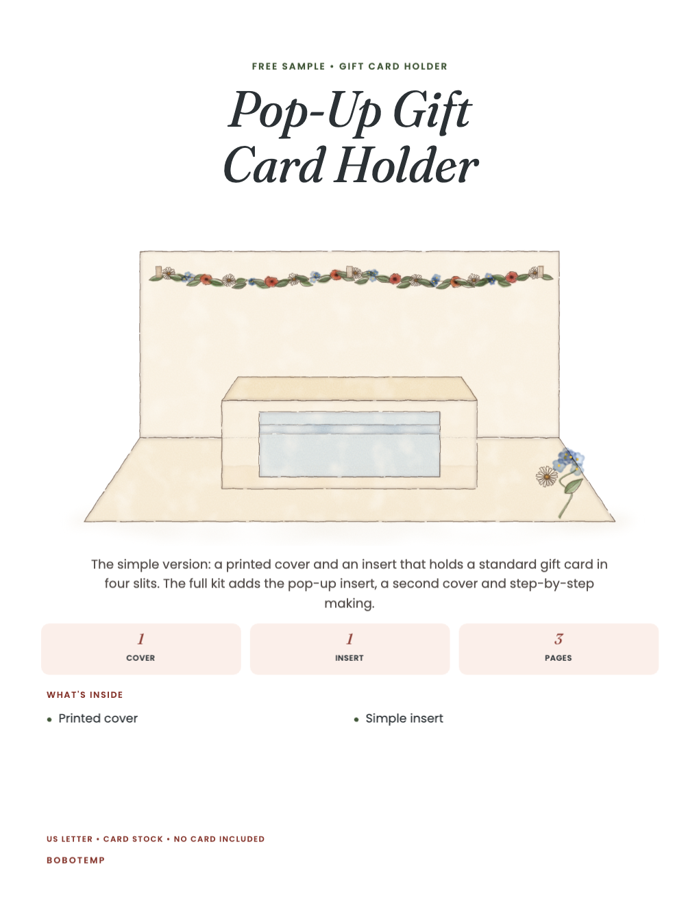 Pop-Up Gift Card Holder sampler cover with a painted pop-up card