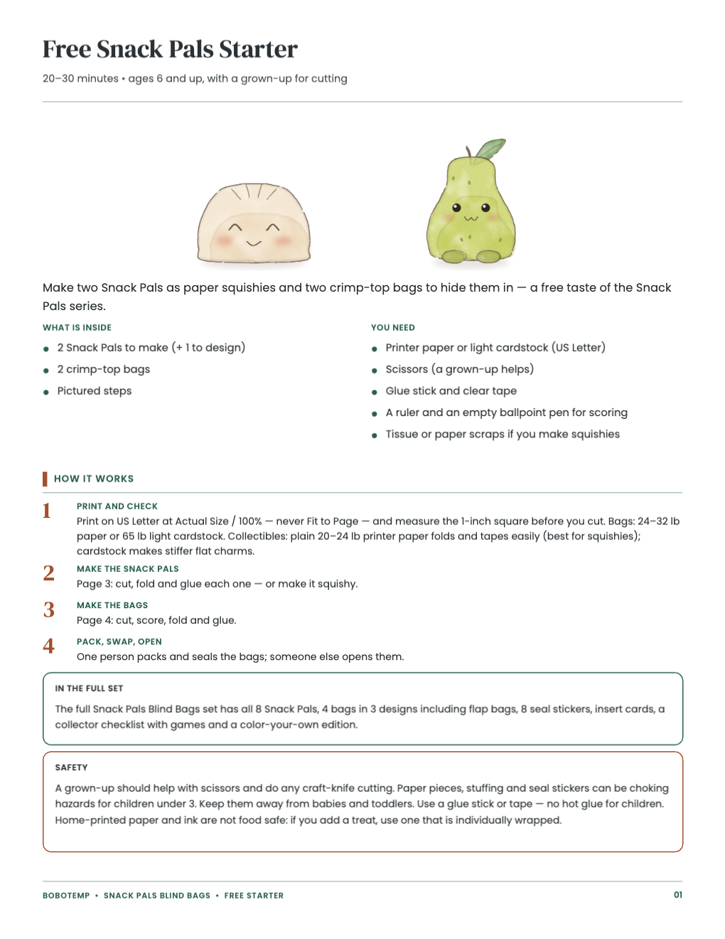 Free Snack Pals Starter guide: what is inside, the steps and safety notes
