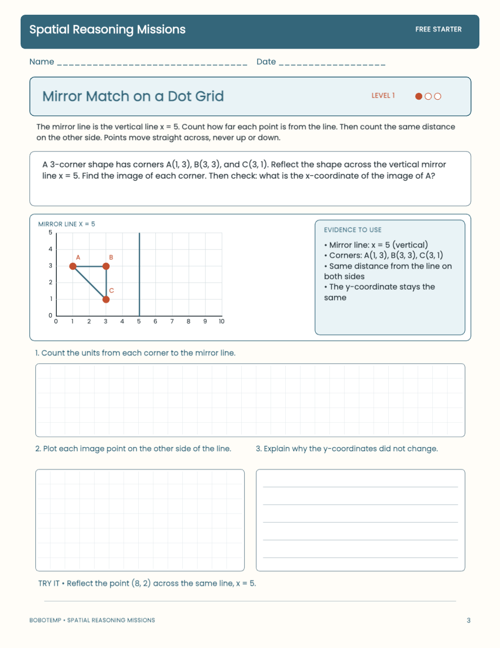 Spatial Reasoning Missions free activity page 2