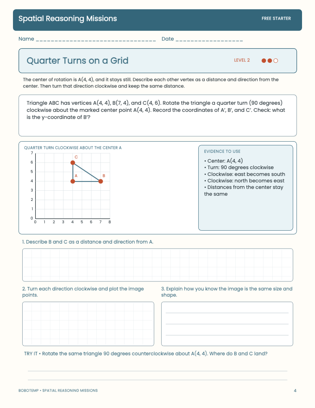 Spatial Reasoning Missions free activity page 3