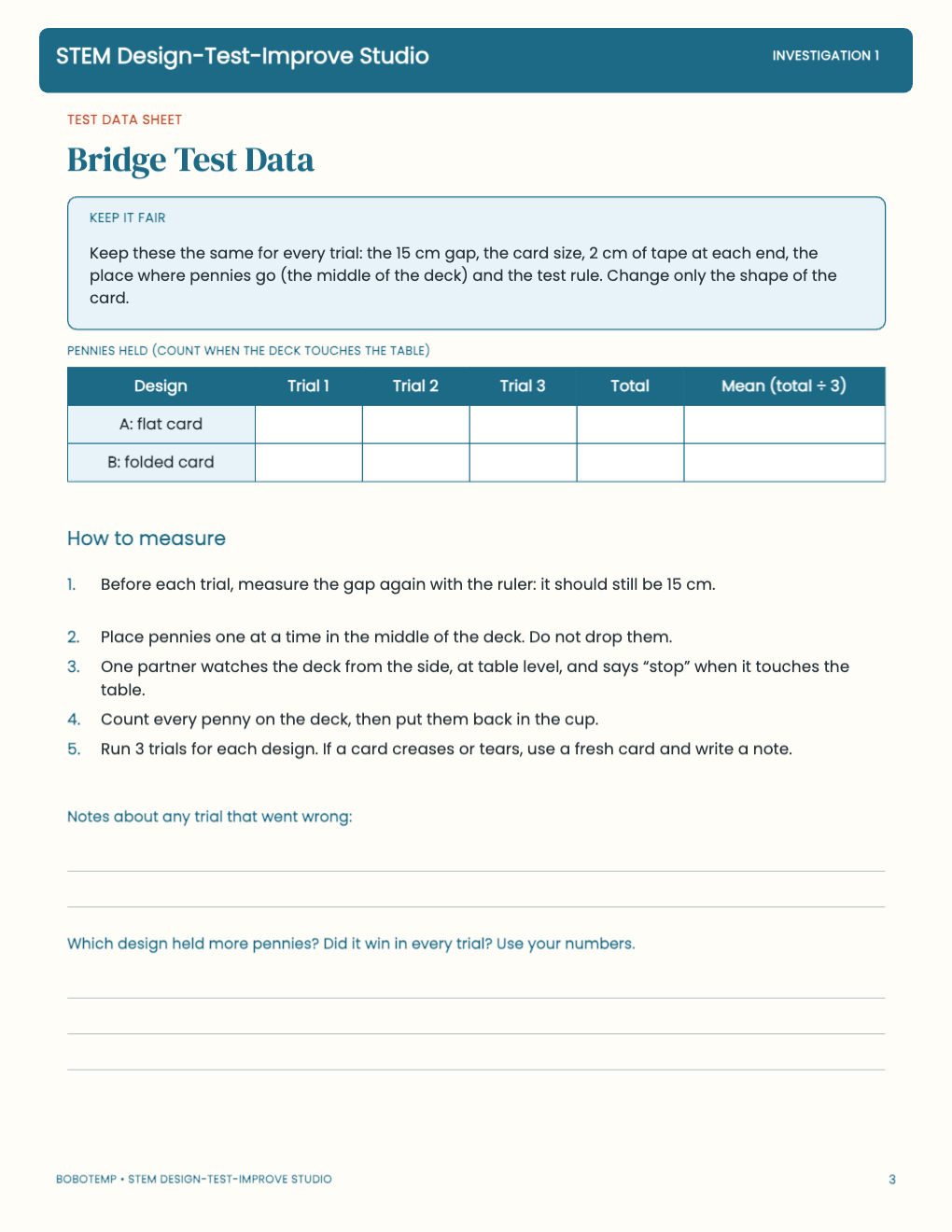 STEM Design-Test-Improve Studio free starter guide page