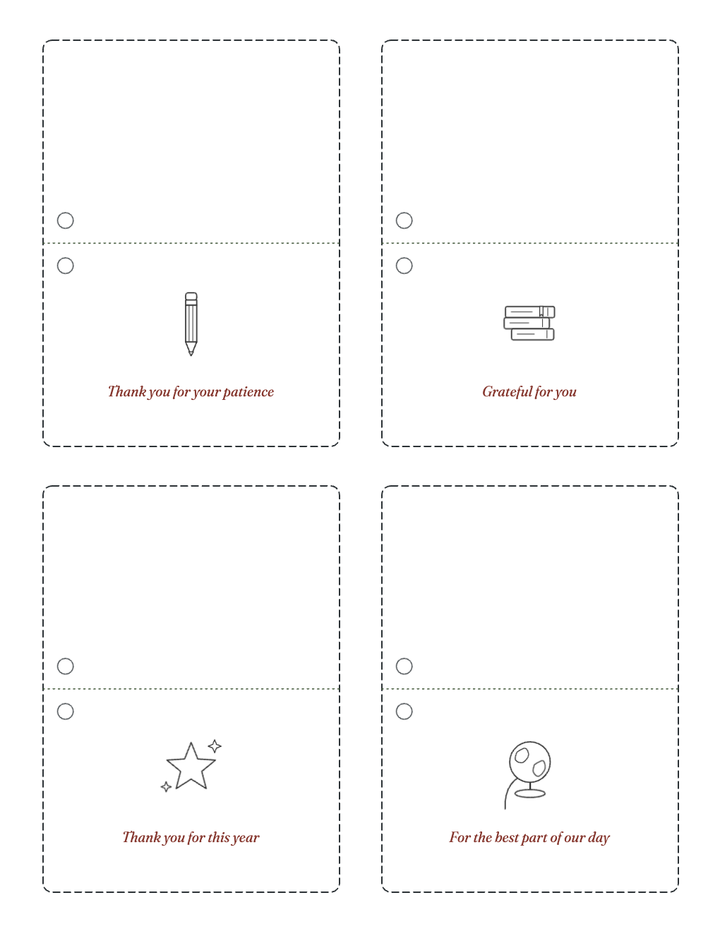 Four folded gift tags