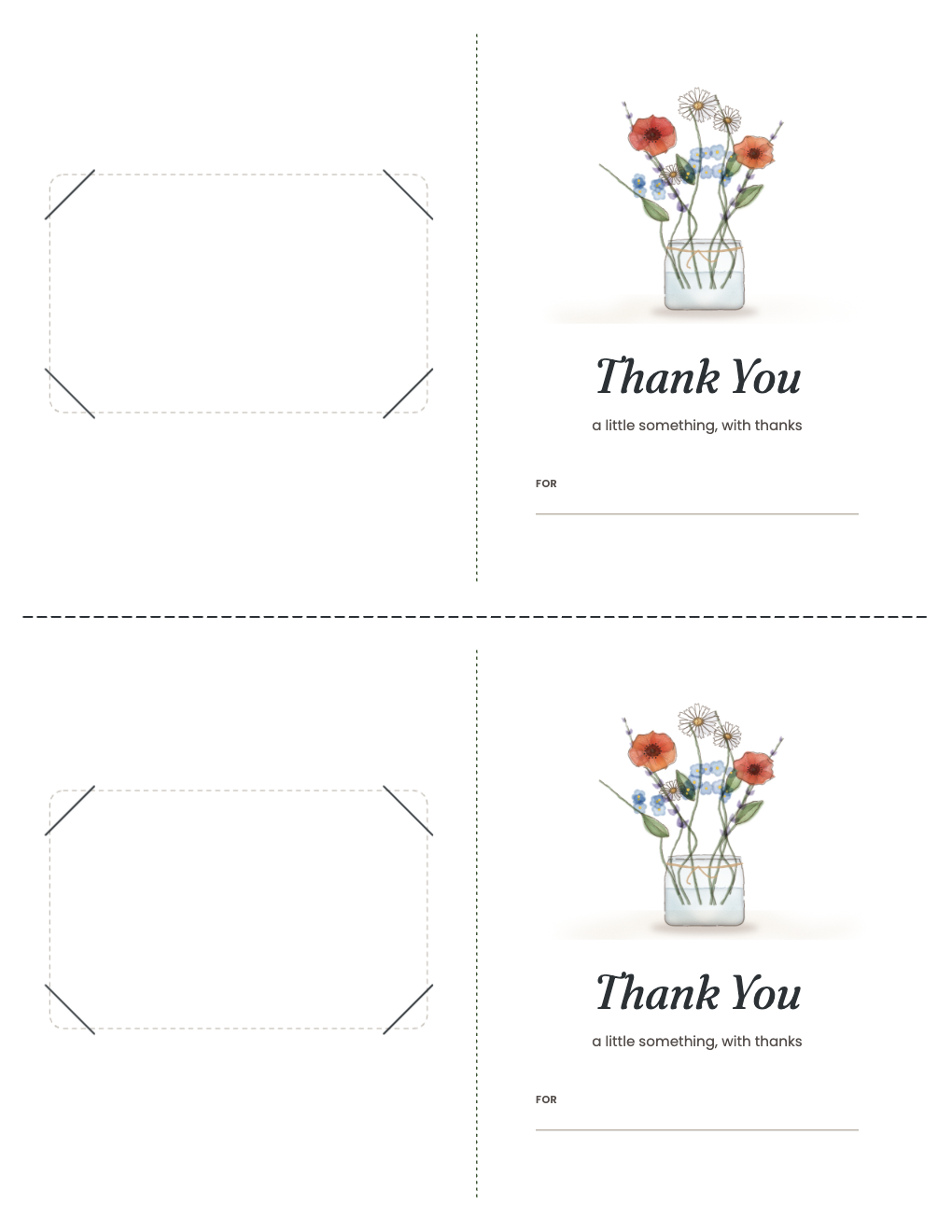 Two tent gift card holders with corner slits and a painted front