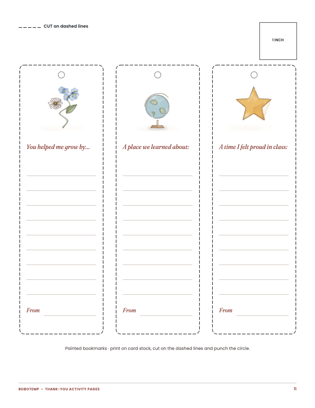 Three more painted bookmarks with prompts