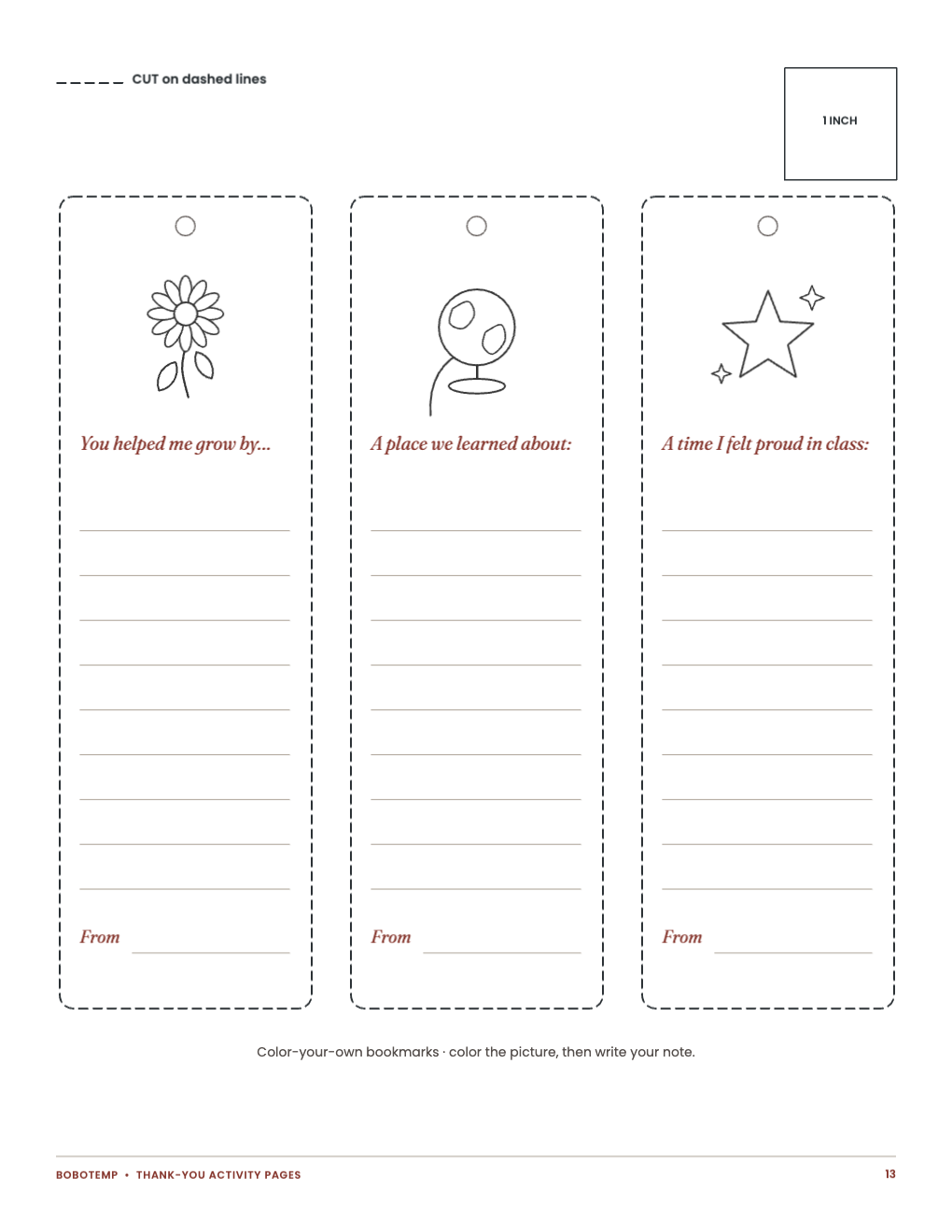 Three more color-your-own bookmarks