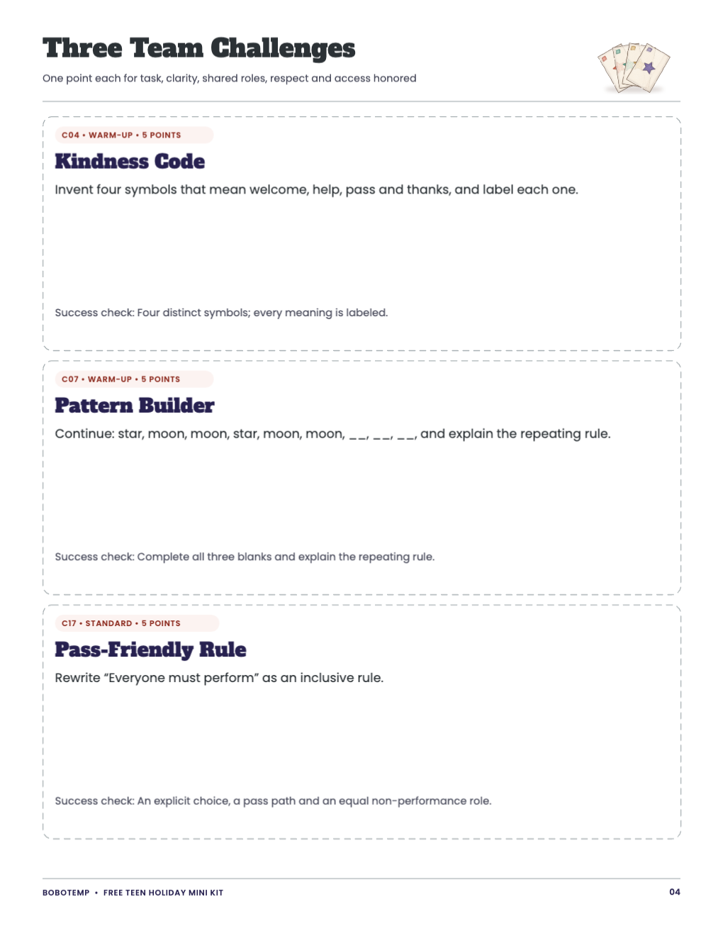Teen Holiday Secret Missions & Challenges free sample page 4 of 4