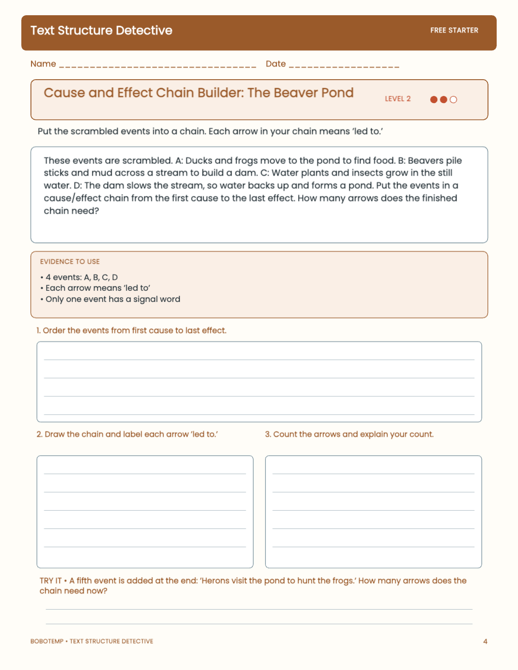 Text Structure Detective free activity page 3
