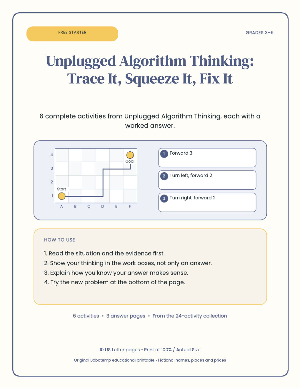 Unplugged Algorithm Thinking free starter cover