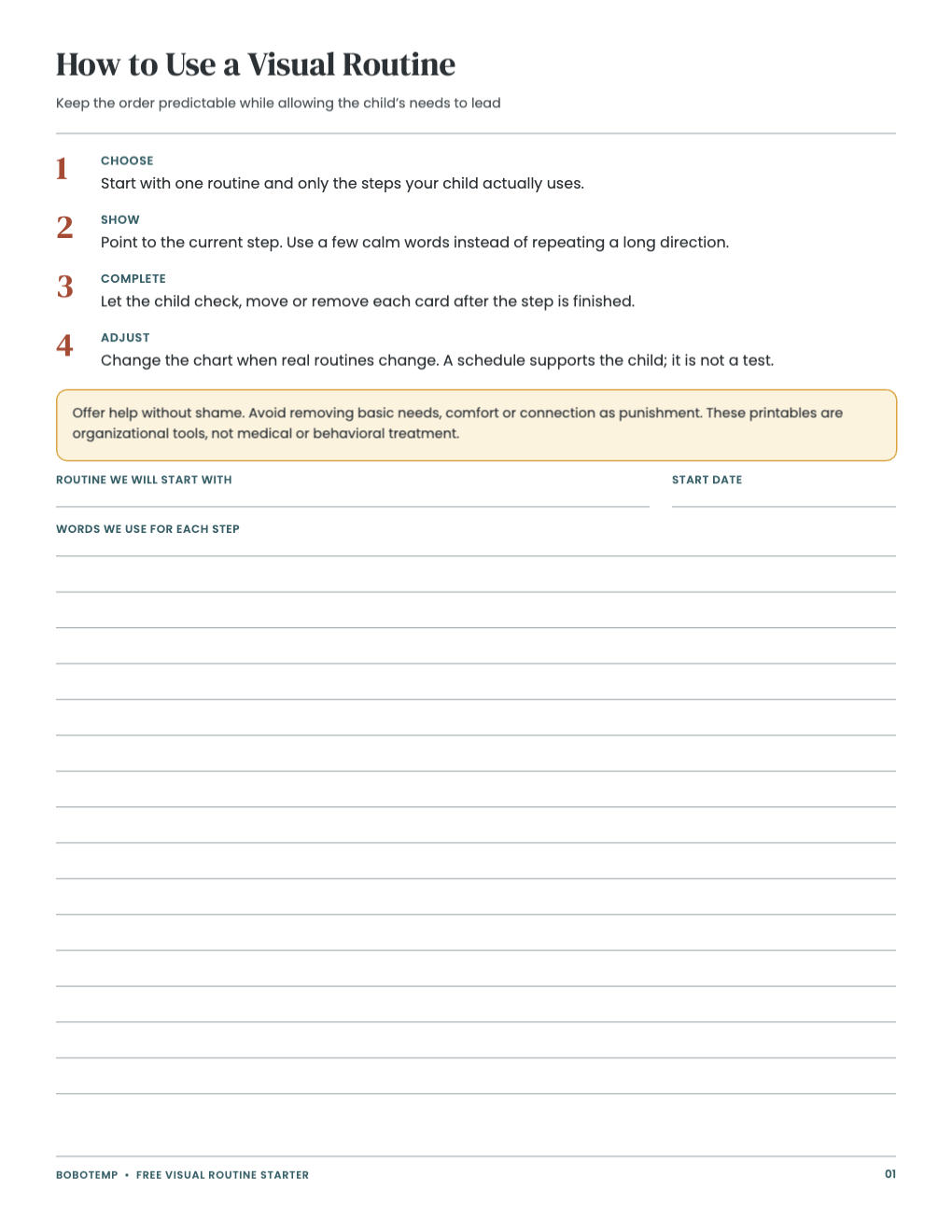 How to use a visual routine, in four calm steps