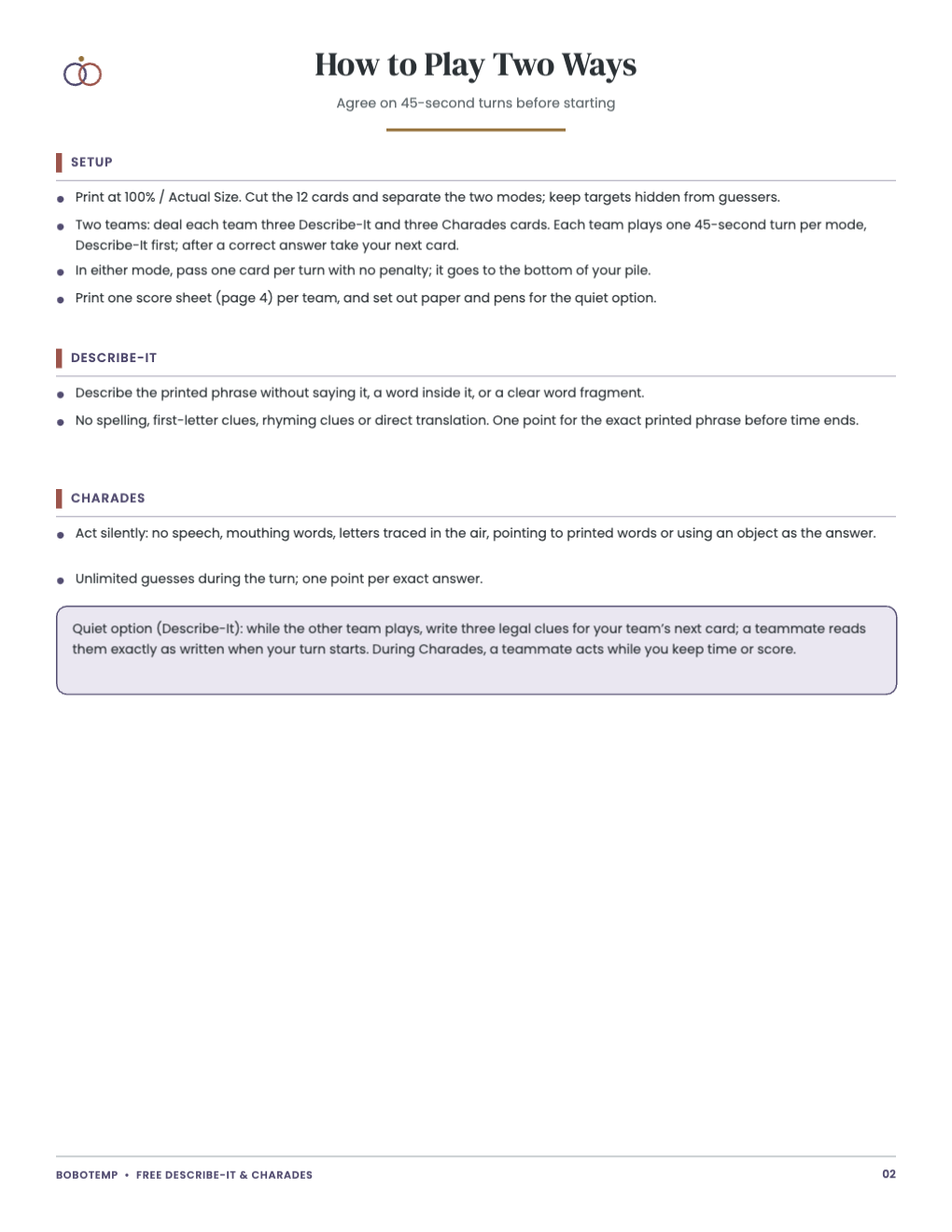 Wedding Describe-It & Charades Deck free page 2 of 4