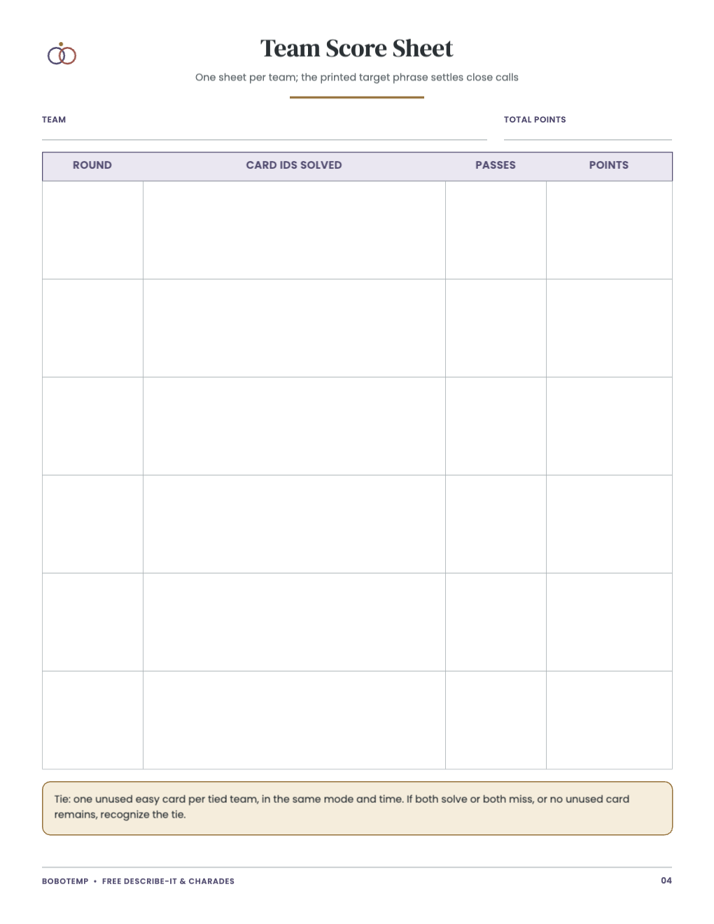 Wedding Describe-It & Charades Deck free page 4 of 4