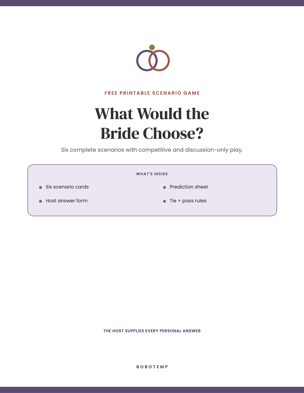 What Would the Bride Choose? Scenario Game free page 1 of 4