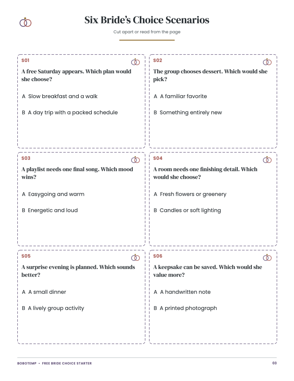 What Would the Bride Choose? Scenario Game free page 3 of 4