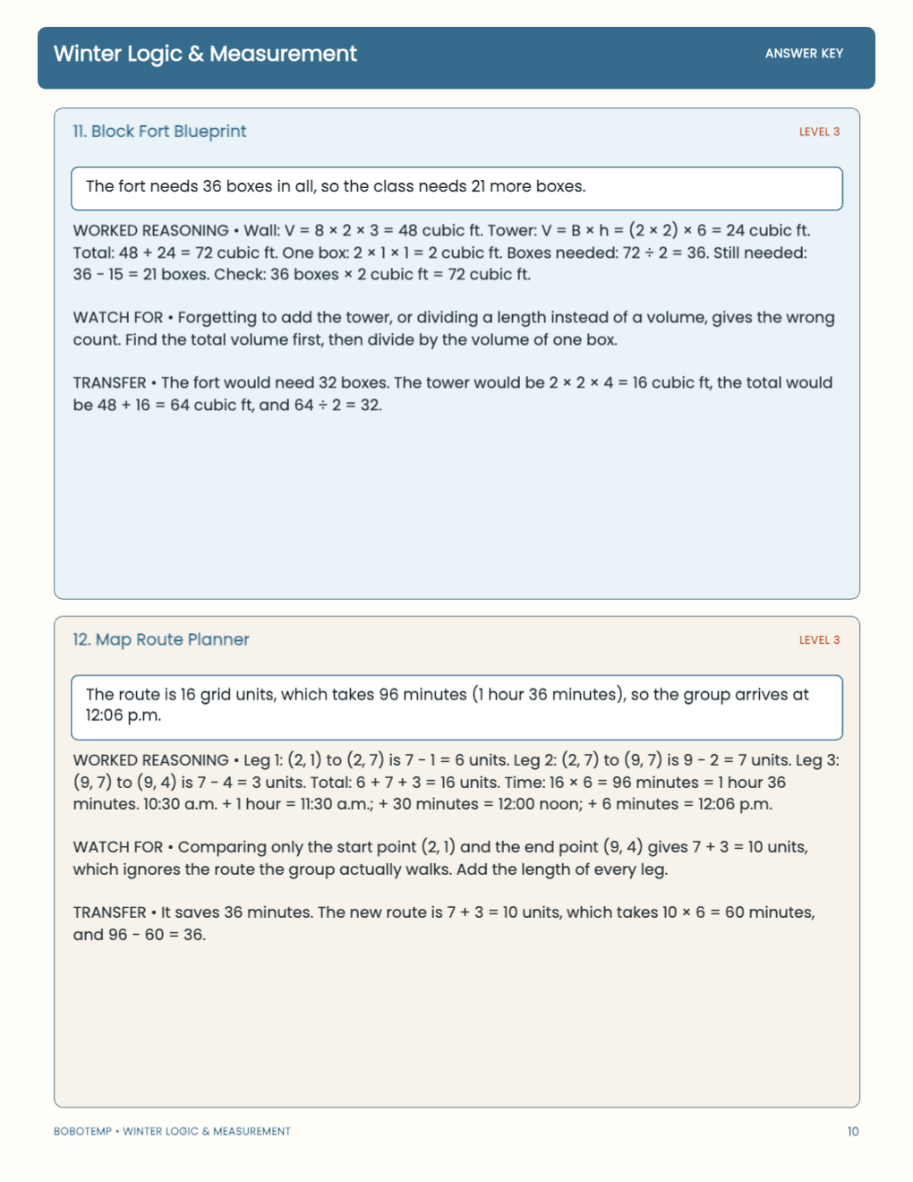 Winter Logic & Measurement worked answer page