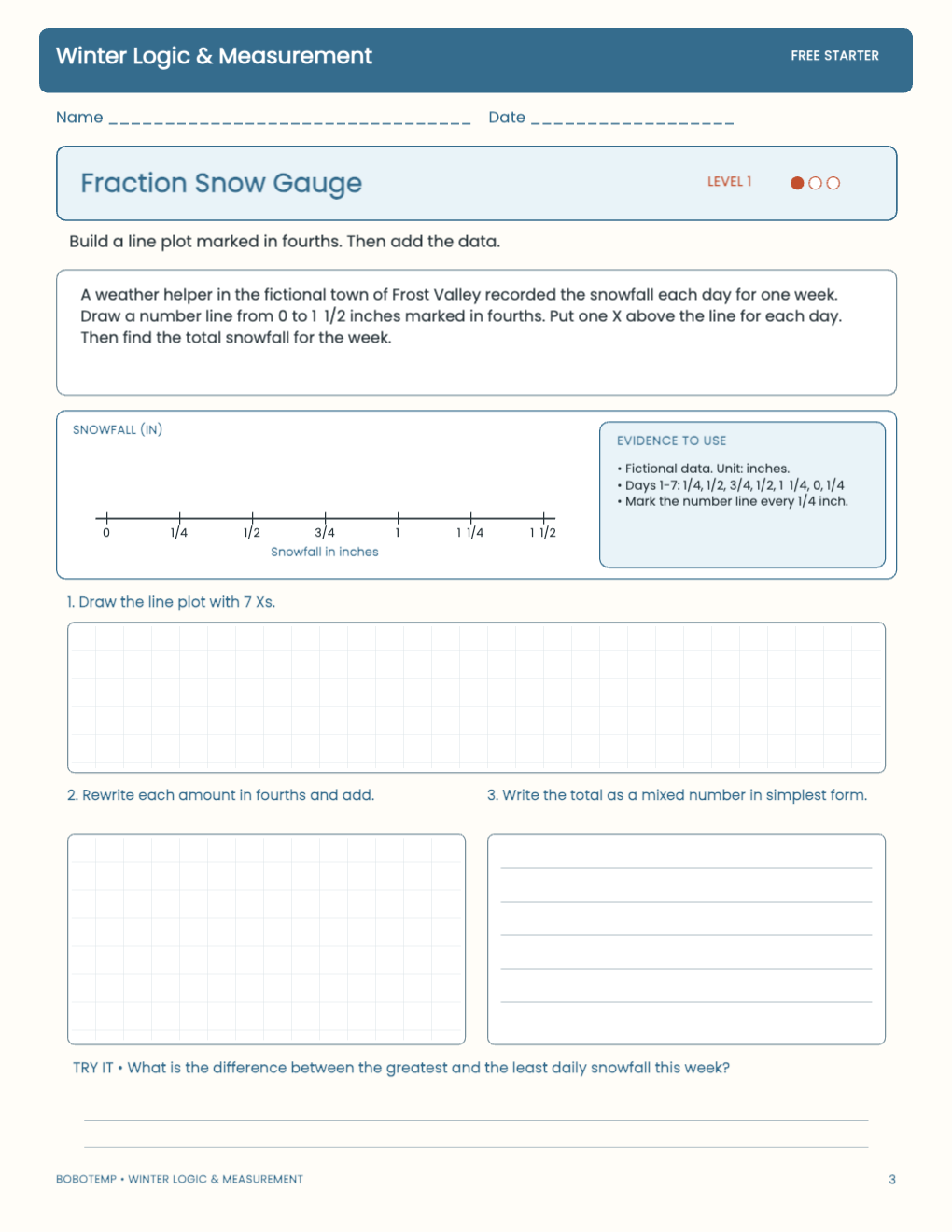 Winter Logic & Measurement free activity page 2