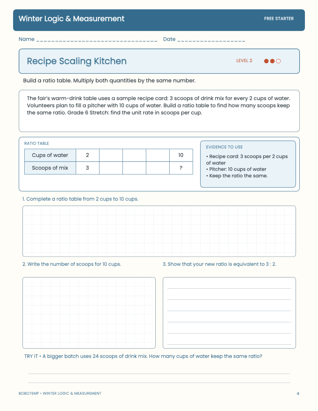 Winter Logic & Measurement free activity page 3