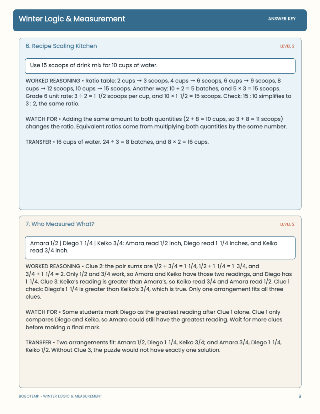 Winter Logic & Measurement worked answer page