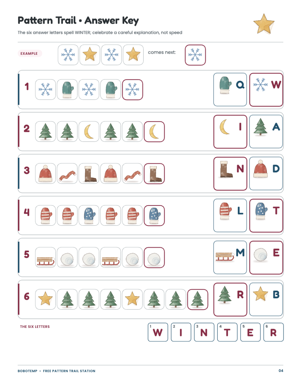 Winter Classroom Party Stations free sample page 4 of 4