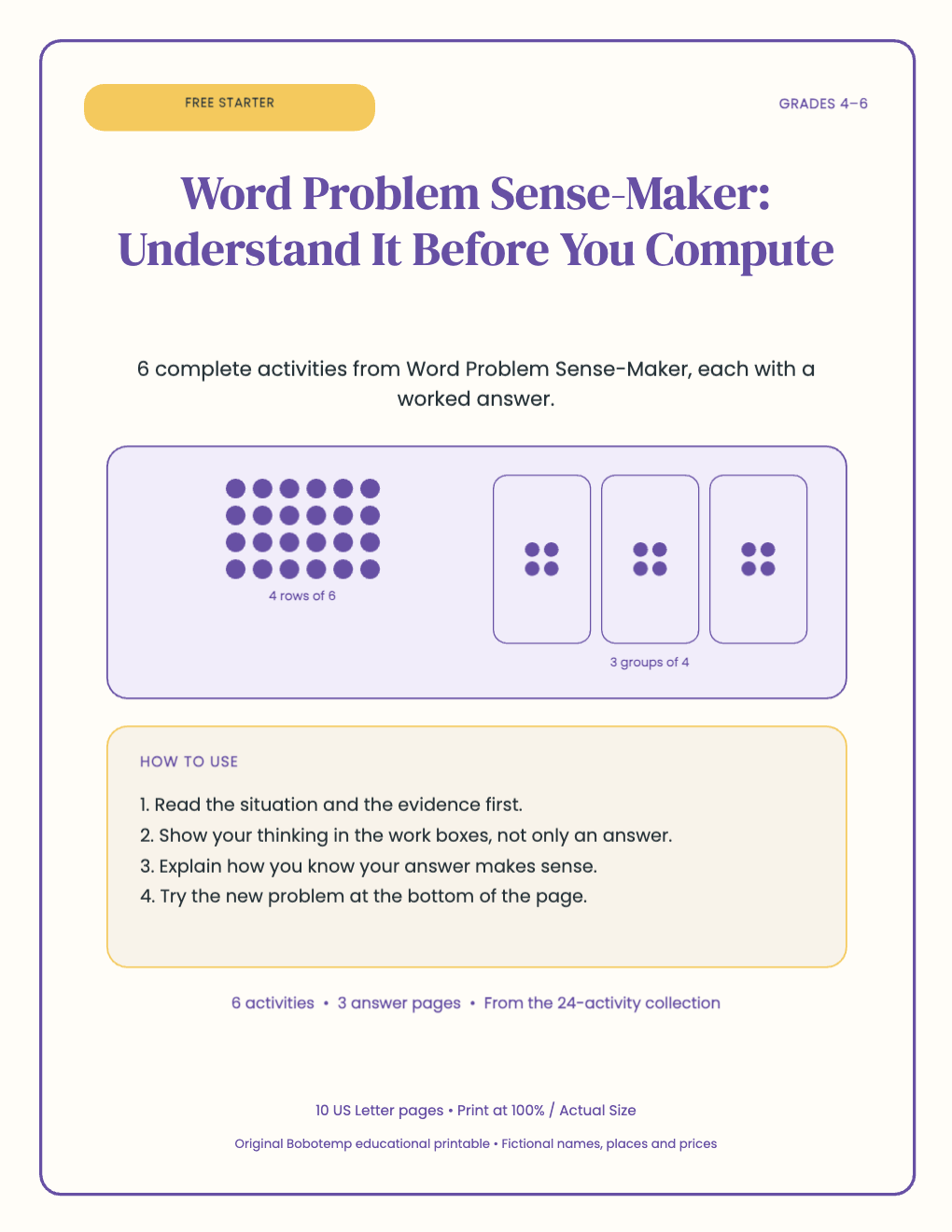 Word Problem Sense-Maker free starter cover