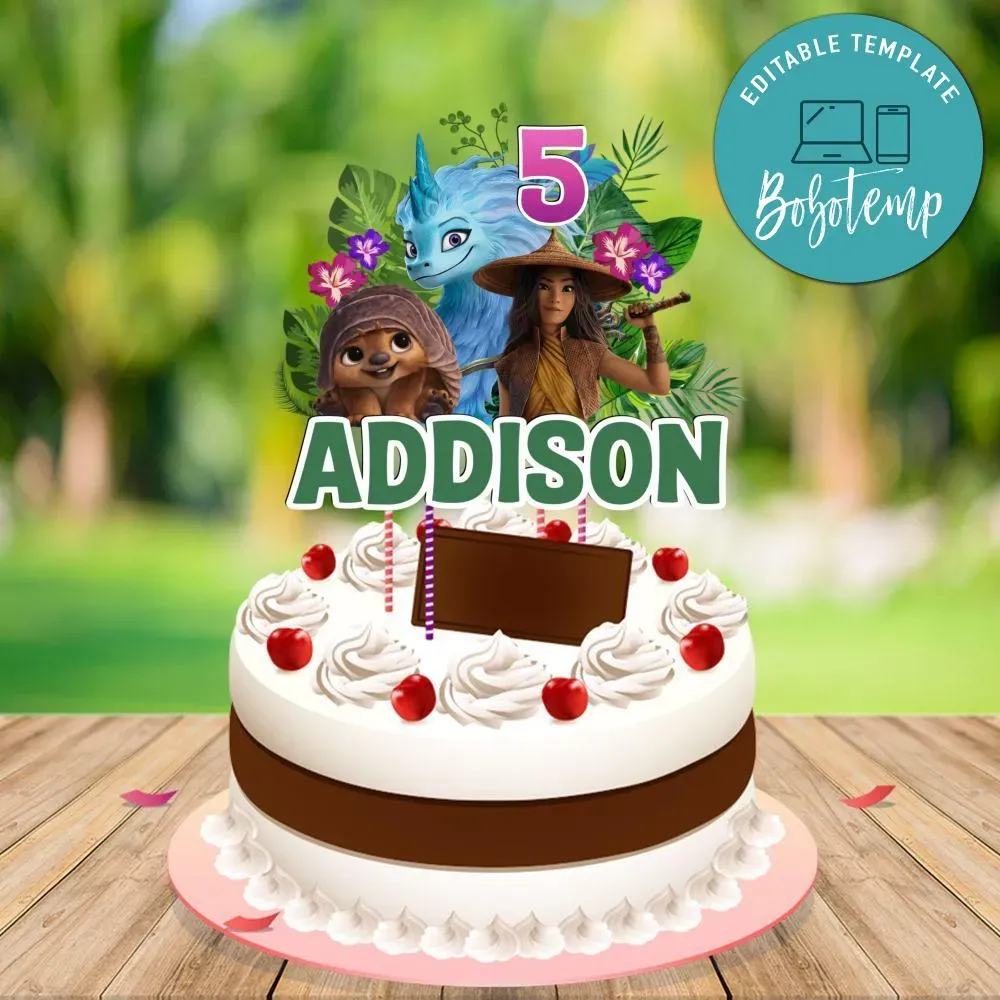 Raya and the Last Dragon Cake Topper Digital File Printable DIY | Bobotemp