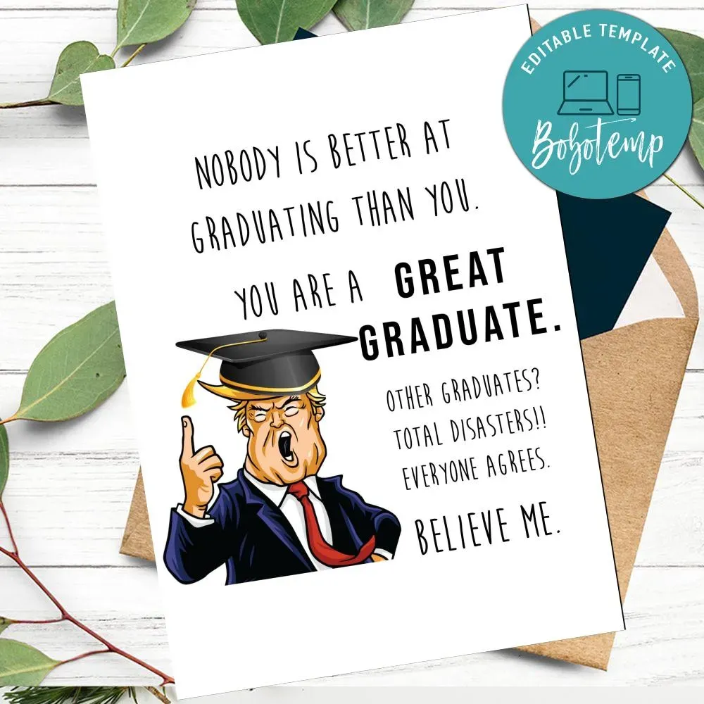Funny Donald Trump Graduation Gift Card for Him to Print at Home | Bobotemp