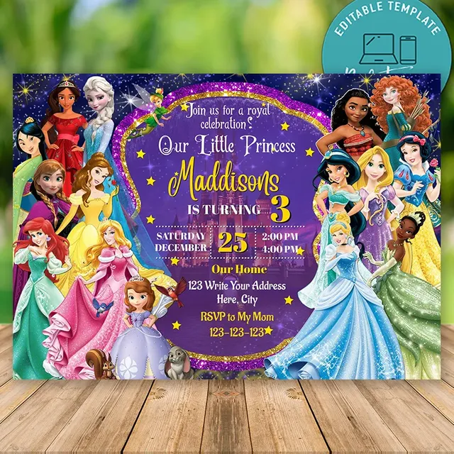 princess dress invitation templates free Princess Birthday Invitation Templates - Free