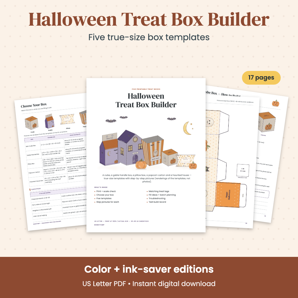 Preview of Halloween Treat Box Builder — 17 Printable Pages