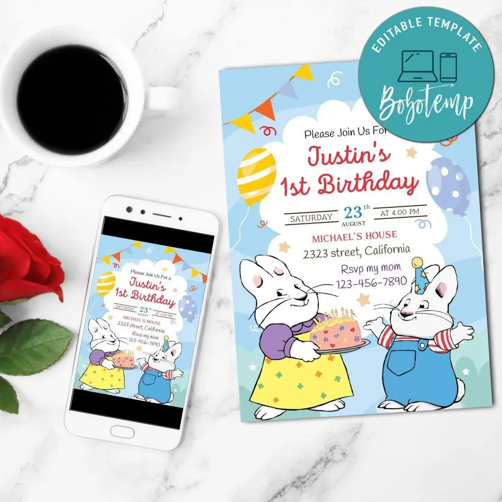 Max & Ruby Invitation Customizable Template | Bobotemp Shop