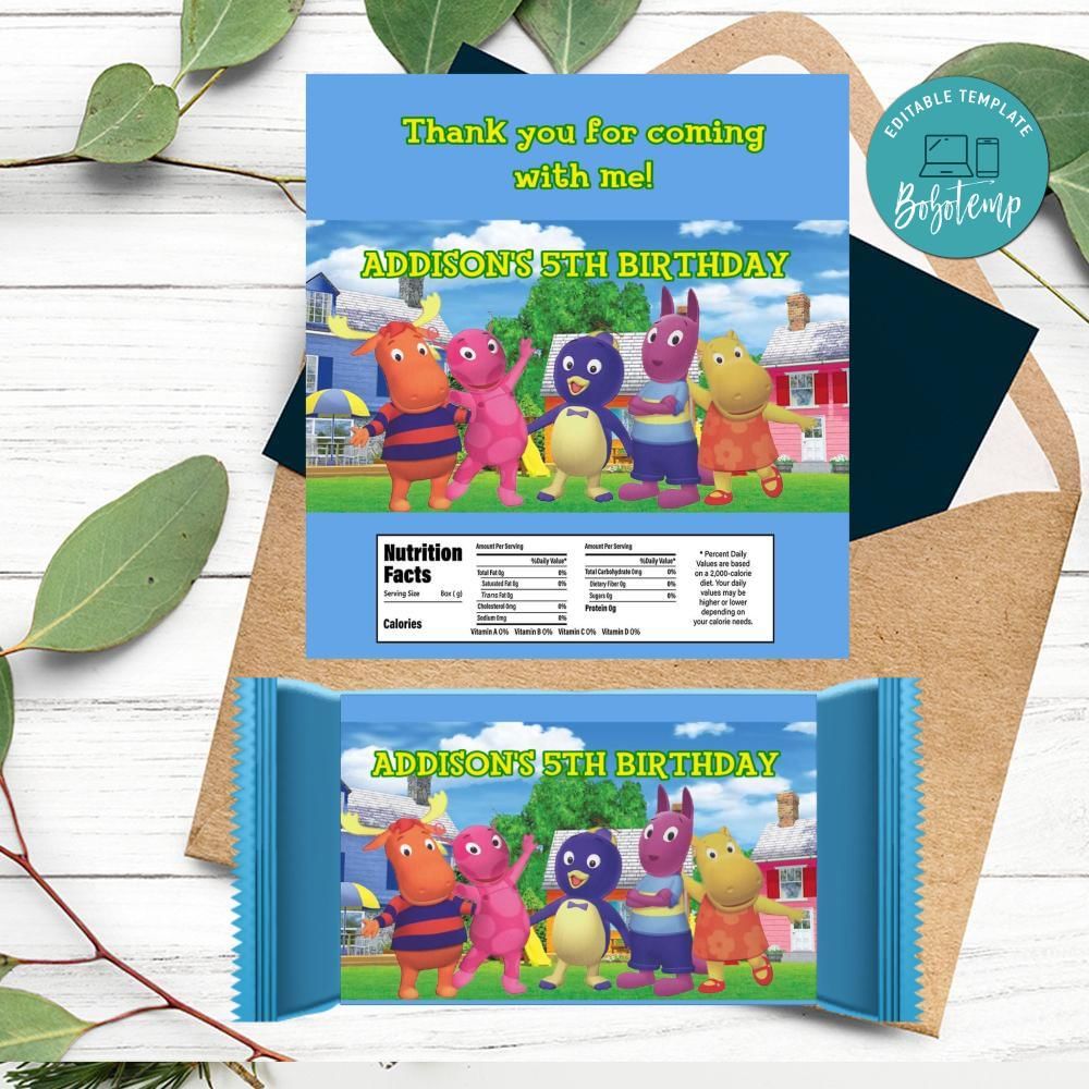 Backyardigans Candy Bar Label Customizable Template DIY | Bobotemp