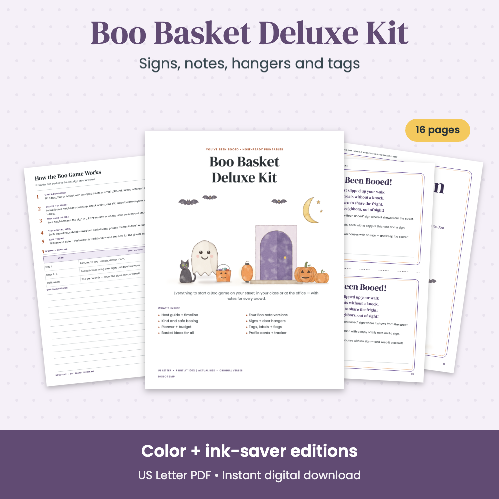 Preview of Boo Basket Deluxe Kit — 16 Printable Pages