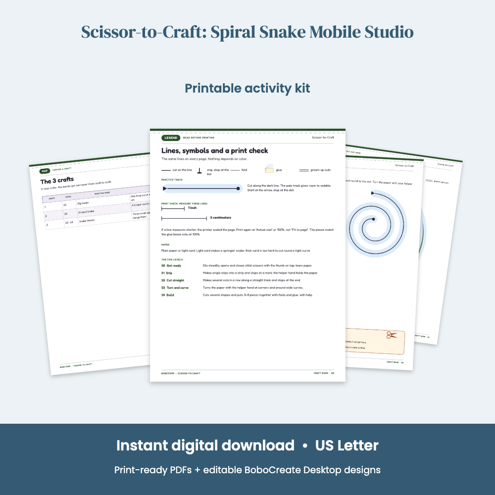 Free Spiral Snake Cutting Craft (Printable)