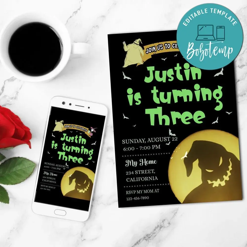 Oogie Boogie Mobile Invite Customizable Instant Download | Bobotemp Shop