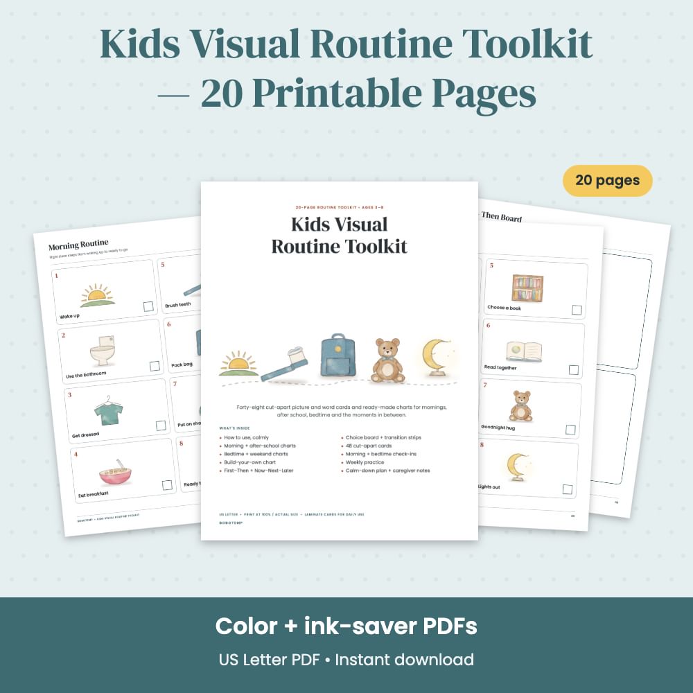 Kids Visual Routine Toolkit — 20 Printable Pages | Bobotemp