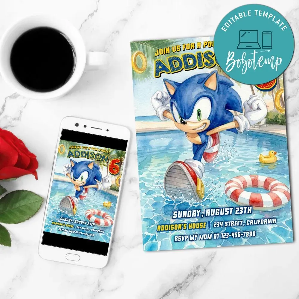 Sonic Invitation Template Free Thank You Card Printable | Bobotemp Shop