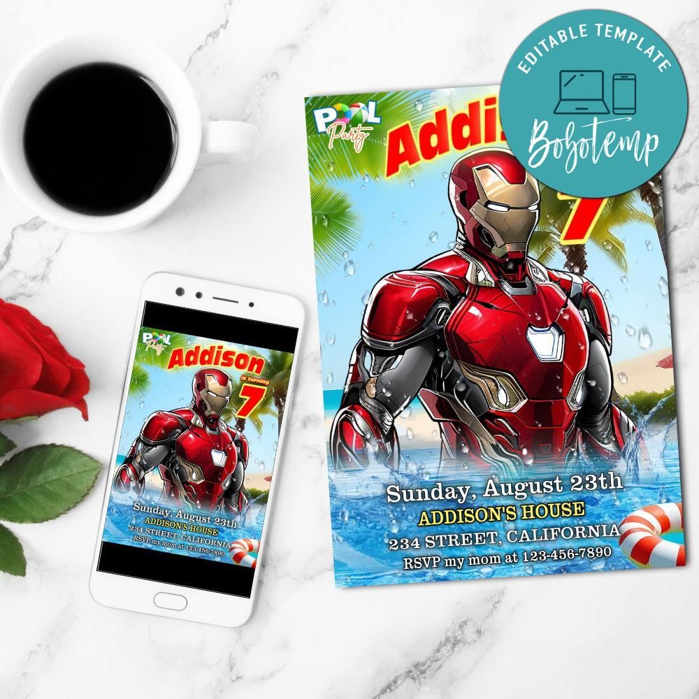 Iron Man Invitation Template Free Thank You Card Printable | Bobotemp Shop