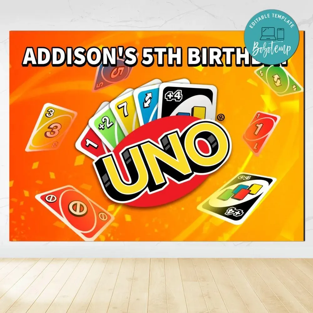 Uno Birthday Backdrop Digital File Template | Bobotemp