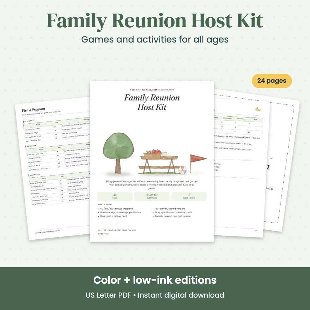 Family Reunion Host Kit — Printable Games and Activities for All Ages ...