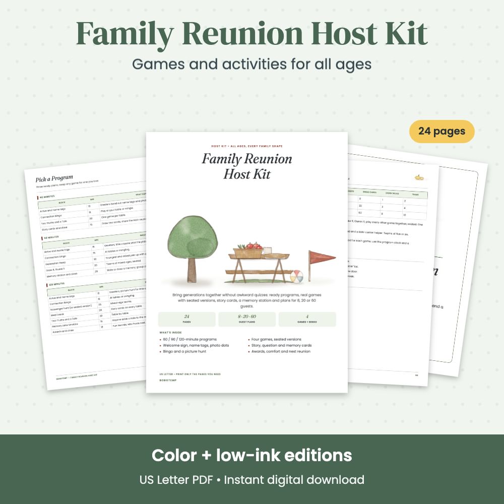Family Reunion Host Kit — Printable Games and Activities for All Ages ...