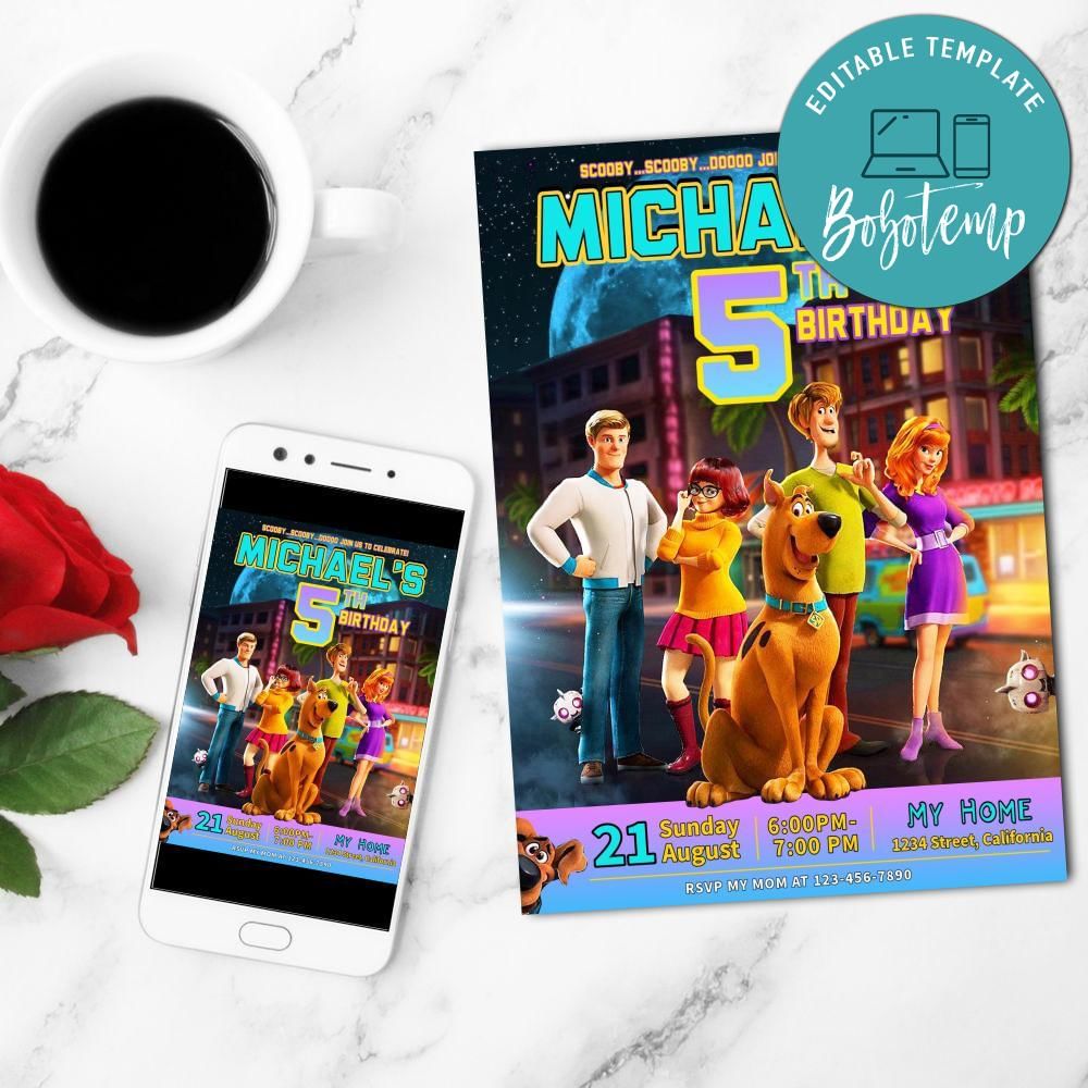 Scooby Doo Invitation Template Free Thank You Card Printable | Bobotemp ...